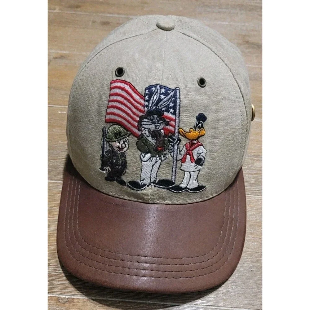 1991 Looney Tunes Hat Army Navy Air Force Cap American Flag Military Snapback
